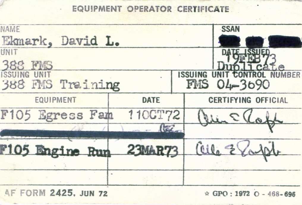 Equipment Operators Certificate