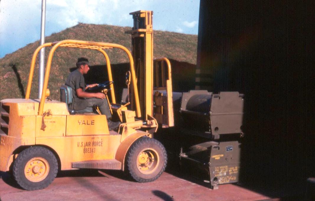 
 Picture of Haas moving munitions with forklift (1969)